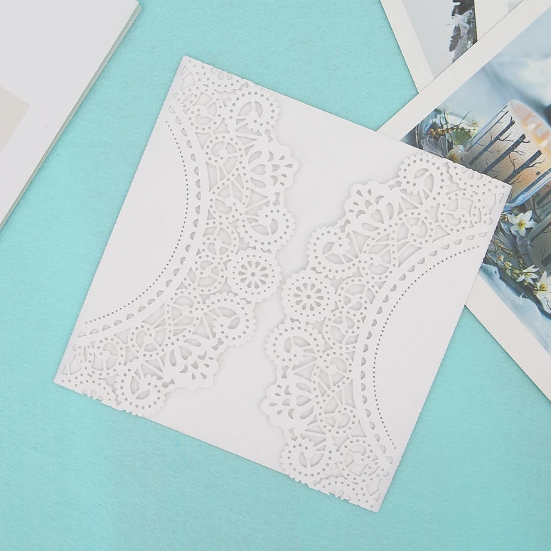  10Pcs Romantic Lovers Wedding Party Invitation Card Delicate Carved Hollow Lace E65B - 4.00027E+12