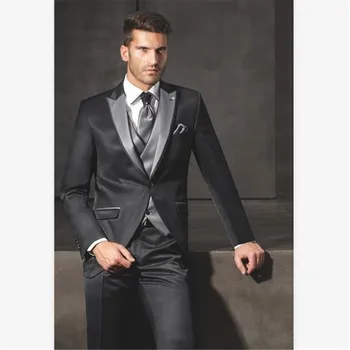 

New Classic Men’s Suit Smolking Noivo Terno Slim Fit Easculino Evening Suits For Men Groom Tuxedo Black Groomsmen Wedding/Dinner