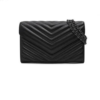 

European American fashion small shoulder bag Black Envelope bag leather female Clutches Purses Dropshipping
