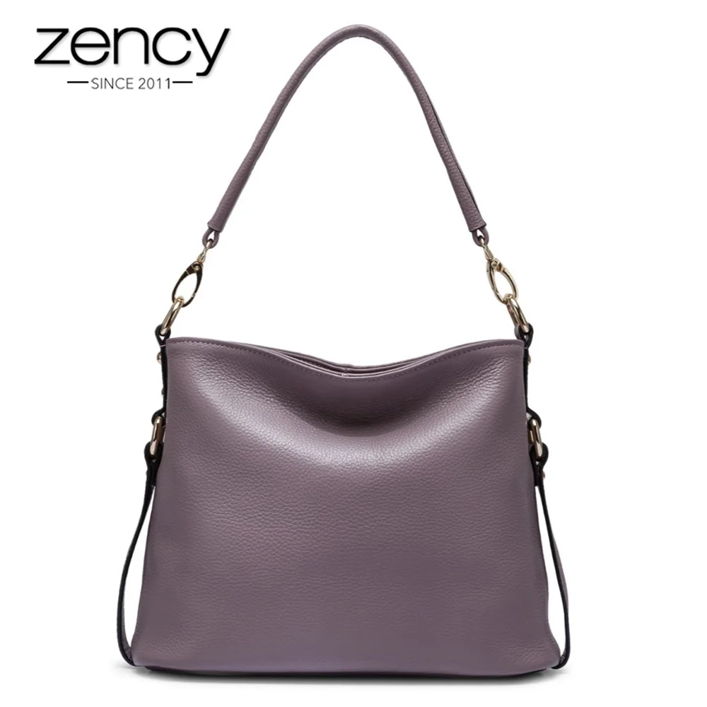 Zency элегантная женская сумка через плечо, натуральная кожа, вместительные сумки, модная женская сумка-мессенджер, популярная, фиолетовая, розовая, bolso hombro mujeres