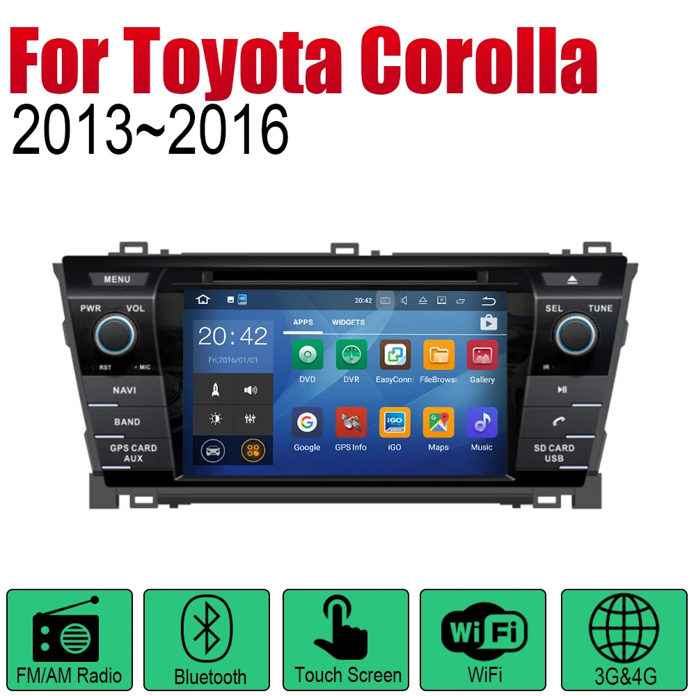 Автомагнитола 2 Din на Android DVD для Toyota Corolla 2013 2014 2015 2016 автомобильный мультимедийный