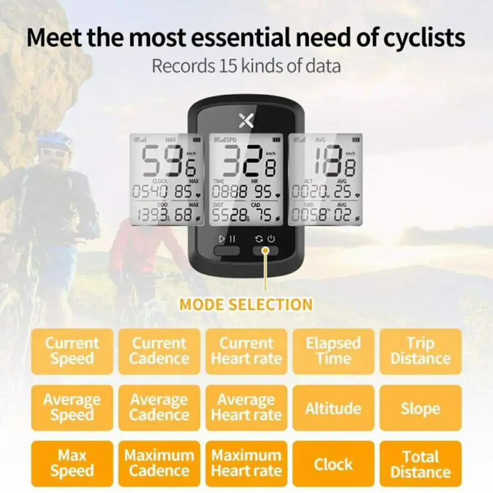 GPS Bike Bicycle Cycling Computer Stopwatch LCD Display Waterproof Case XOSS G