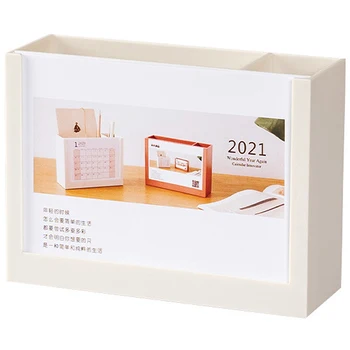 

2021 Newest Creative Multi-Purpose Desk Calendar Storage Pen Holder Desk Calendar Container Home Decorative Storage