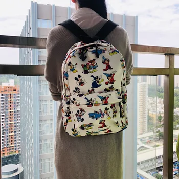 

36*25*13cm New Mickey Mouse Anime Cartoon Canvas Backpack Travel Plush Kitty Bag