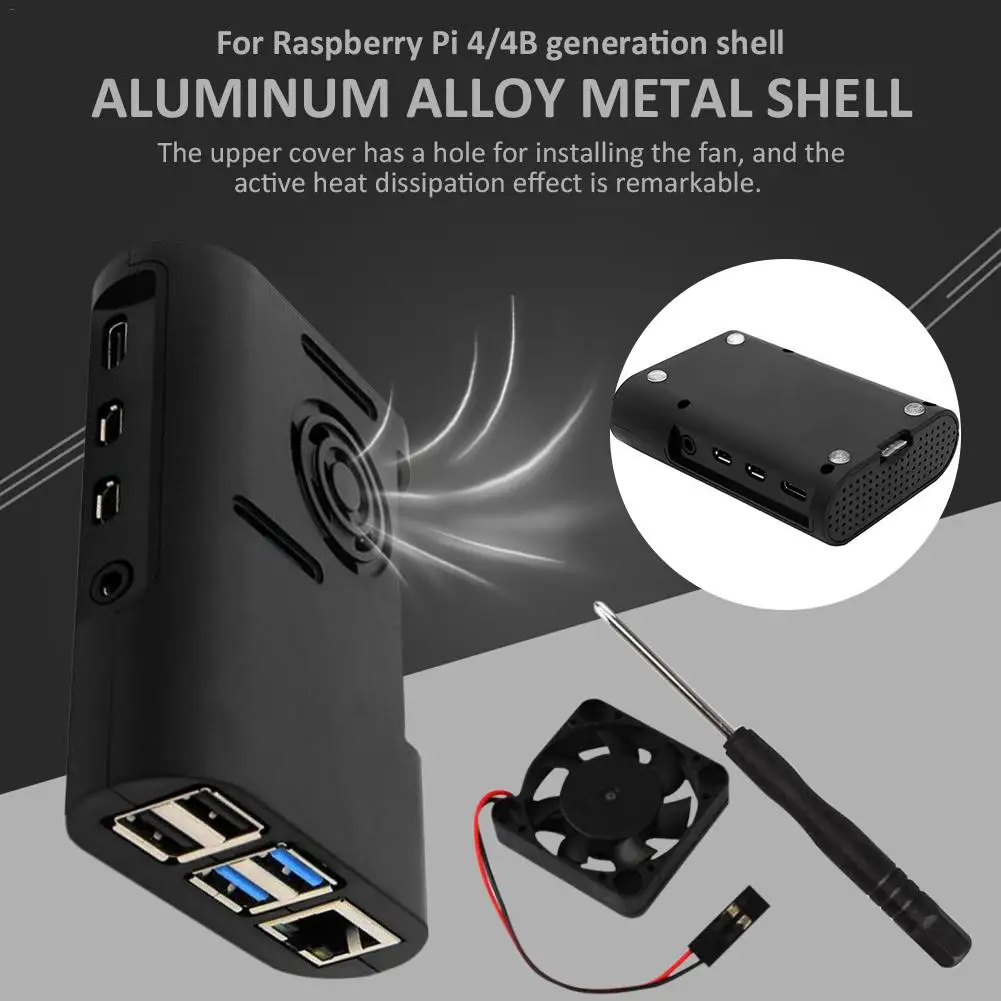Newest ABS Shell Metal Micro Injection Molded Case Development Board Box With Cooling Fan For Raspberry 4