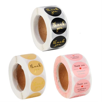 

500pcs Gold Pink Foil thank you sticker for seal labels Baby shower Birthday Party Gift Packaging Handmade Stickers Wedding
