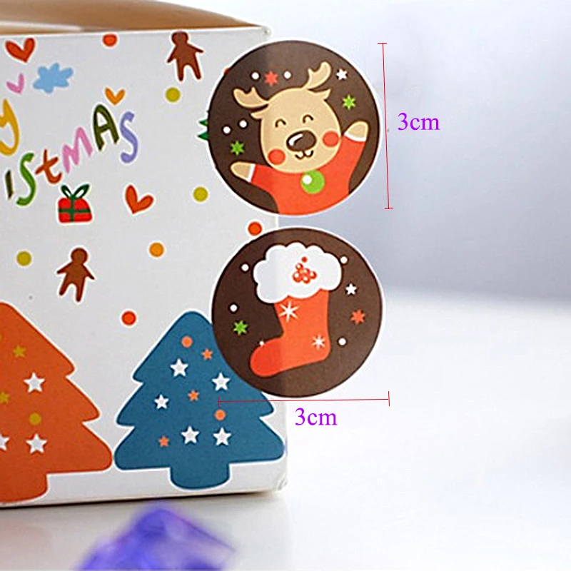 16 шт Счастливого Рождества наклейки милый Санта Клаус Лось наклейки декоративные круглые запечатывание этикеток наклейки подарки канцелярские наклейки