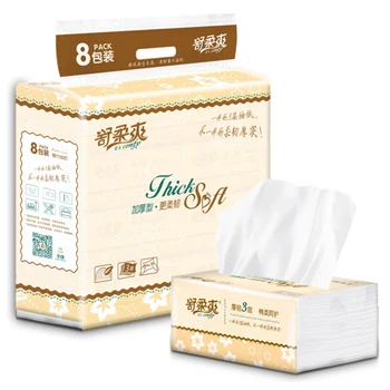

110 Sheets/Bag Paper Extraction 3-layers Skin-Friendly Paper Extraction Facial Tissue Household Tissue Paper Non-Smell 8Bags