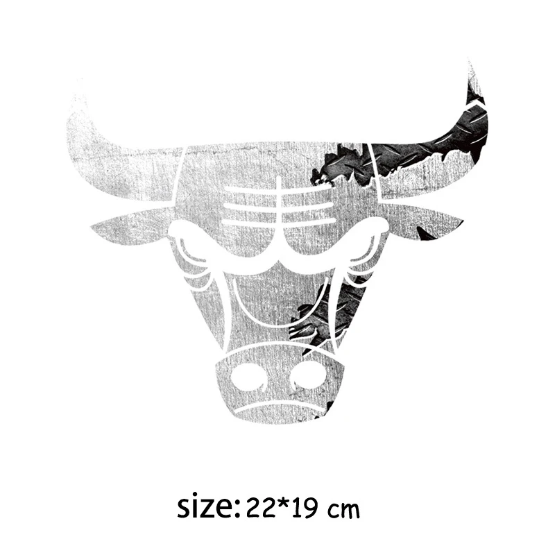 Bull Head Iron on Patches for Men's Clothing Cool Cow Parches Thermal Transfer Stickers on Punk Clothes Accessories Appliques T