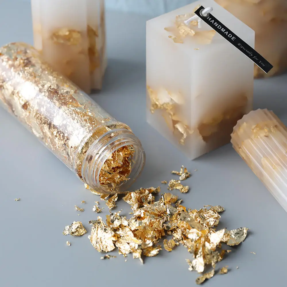 Molde de silicona con forma de vela para decoración de velas, molde de jabón de aromaterapia, 1 botella de papel dorado, para la fabricación de velas