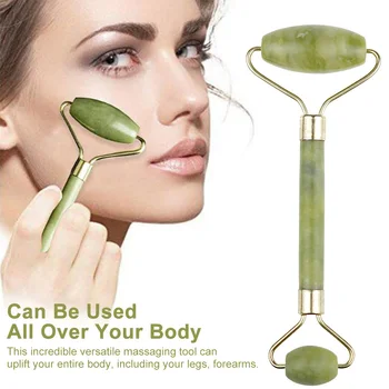 

Body Double Head Face Neck Slimming Jade Stone Anti-wrinkle Skin Relaxation Facial Massage Roller Home Office Manual Lift Up