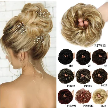 Fluffy Chignon Hairpiece 100% Human Tousled disordinato Bun Hair Updo Chignon Hair Hairpiece Ribbon coda di cavallo