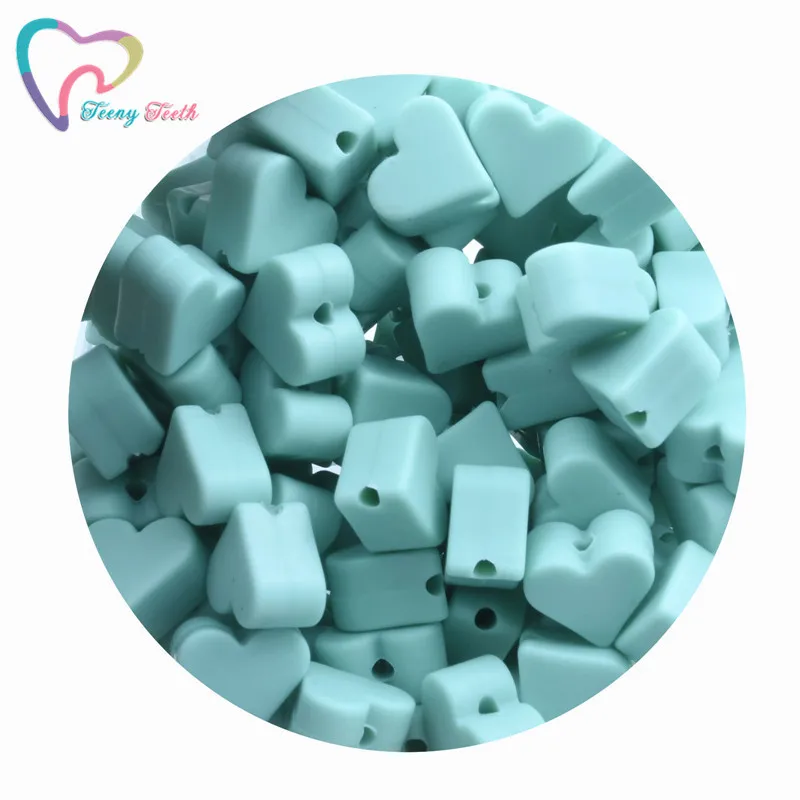 Teeny Teeth 20 PCS Turquoise Mini Heart Shape DIY Teething Necklace Jewelry Accessories Baby Teether Silicone Beads | Украшения и