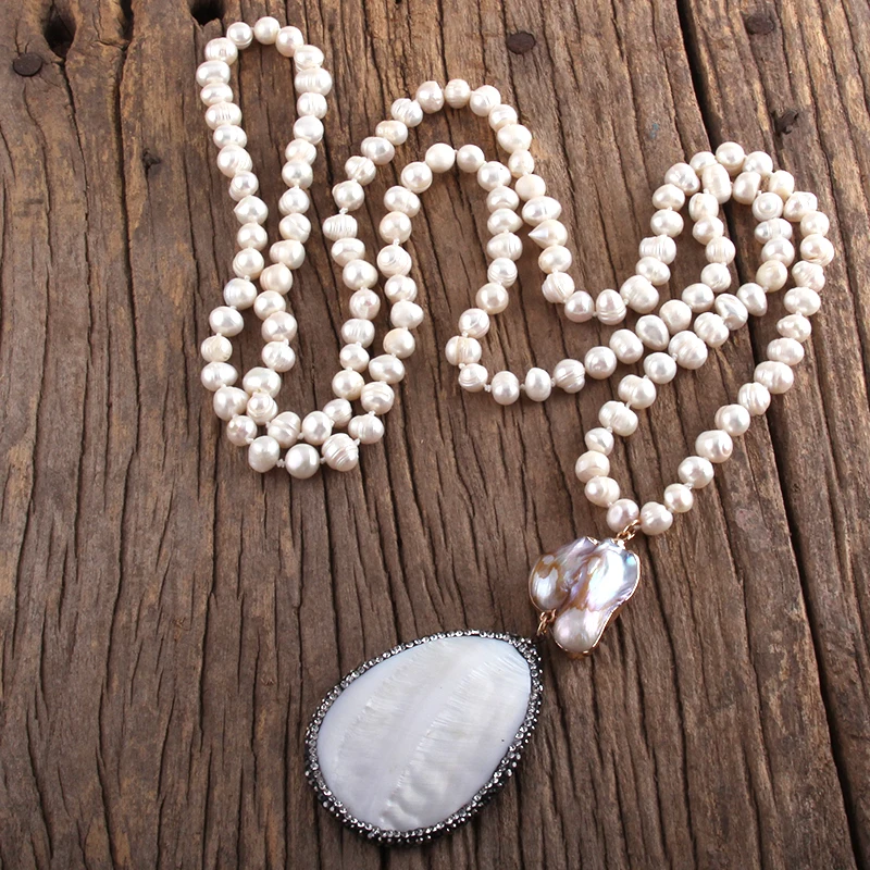 RH Fashion Boho Jewelry Pearl Beads Knotted Freshwater Pendant Necklaces Women Bohemia Necklace Gift Dropship | Украшения и