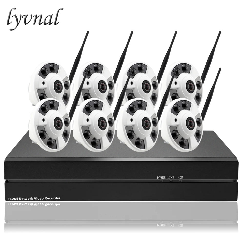 LYVNAL 5mp 8ch объектив с рыбий глаз камера с Wi-Fi h.265 sony uhd 5mp беспроводная камера видеонаблюдения системы 8ch 5mp nvr 8ch wi-fi-комплект