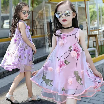 

New 4-13 Years Summer Baby Girls Kids Flower Princess Dress Pageant Wedding Party Evening Dress Party Dress for Girls Clothes