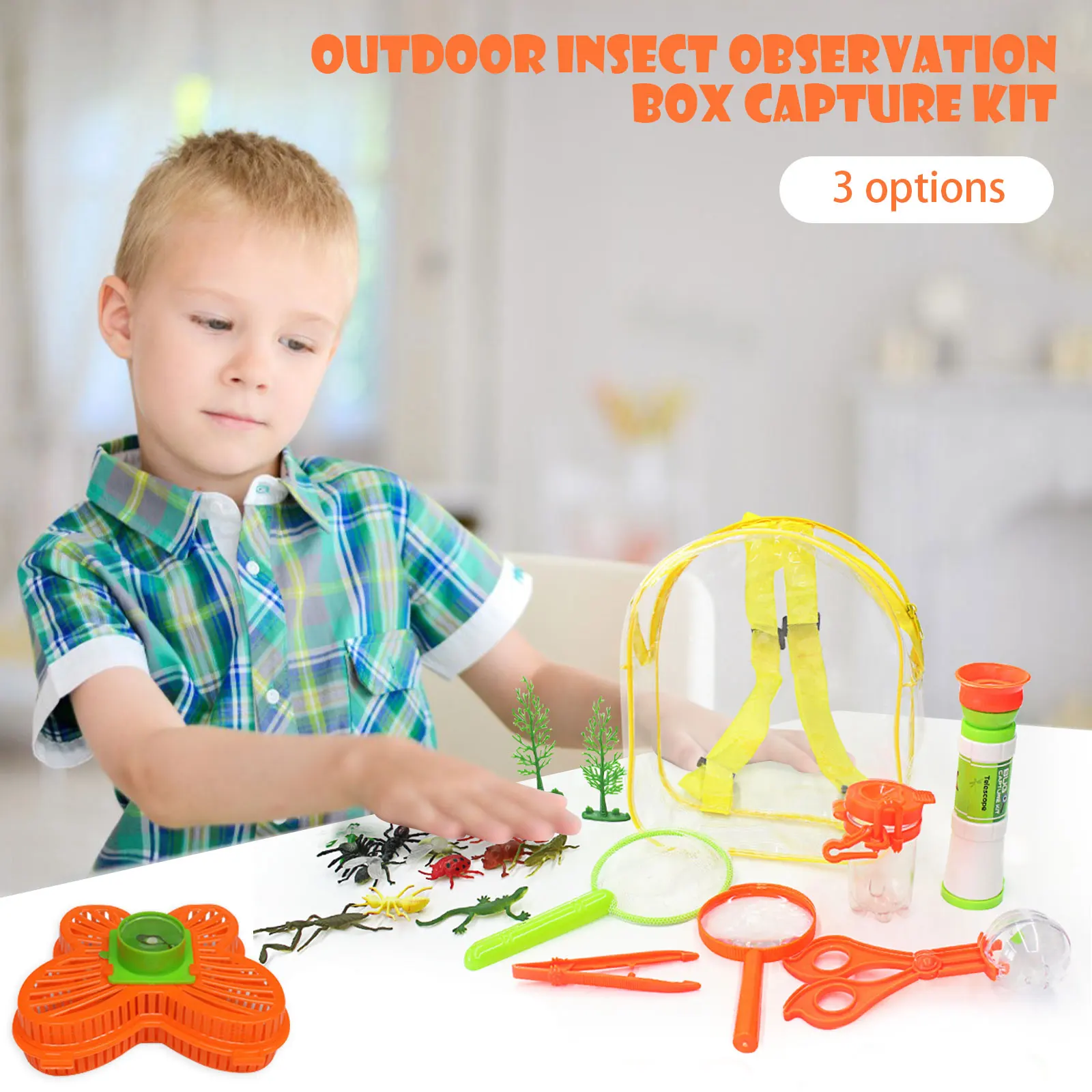 22Pcs Insects Toys Set with Telescope Insect Net Observation Box Outdoor Insect Capture Kit