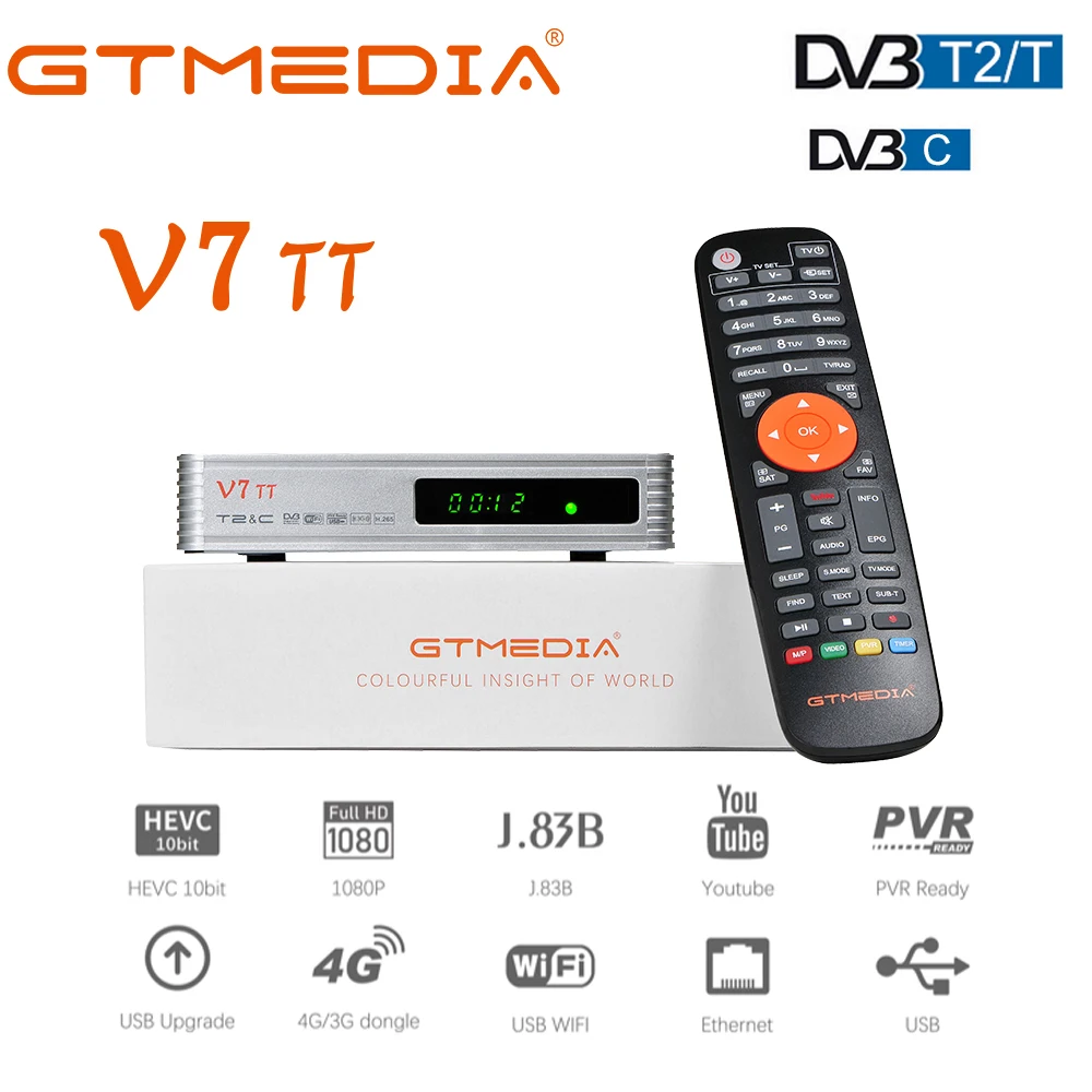 

NEW Terrestrial Receiver DVB-T2 European broadcast DVB-T2 standard GTMEDIA V7 TT support 4G dongle with USB wifi European TV box