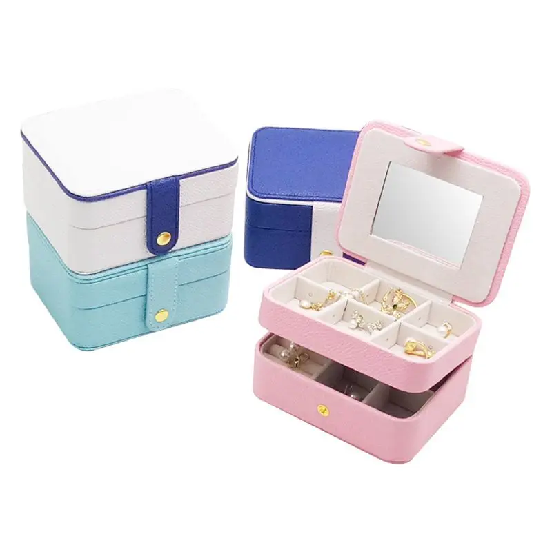 

Simple Portable Double Layer Jewelry Box Earrings Ring Bracelet Storage Place Multipurpose Rectangle Finishing Boxes