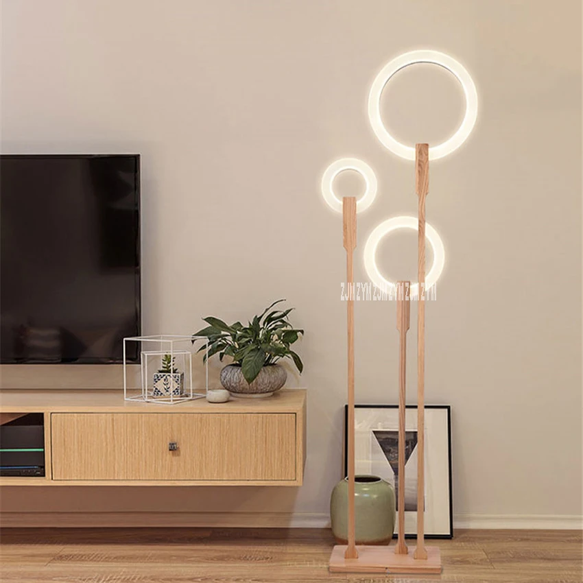 

OMZ-L168 Circular Ring Solid Wood Standard Lamp Modern Simple Bedroom Living Room Vertical Led Belt Lessing Ring Floor Lamp