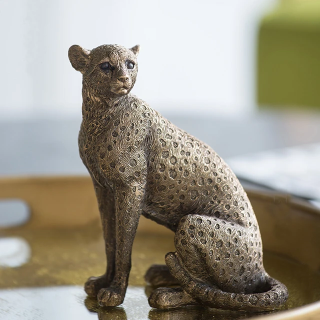 ERMAKOVA Pantera Scultura Leopardo Statue In Resina Jaguar Figurine  Leopardo Ornamento Desktop di Casa Decorazione Dell'