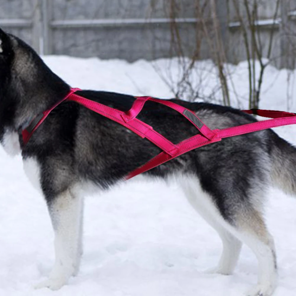 2021 Reflective Dog Sled Harness Winter Warm Sledding Harness Large Dog