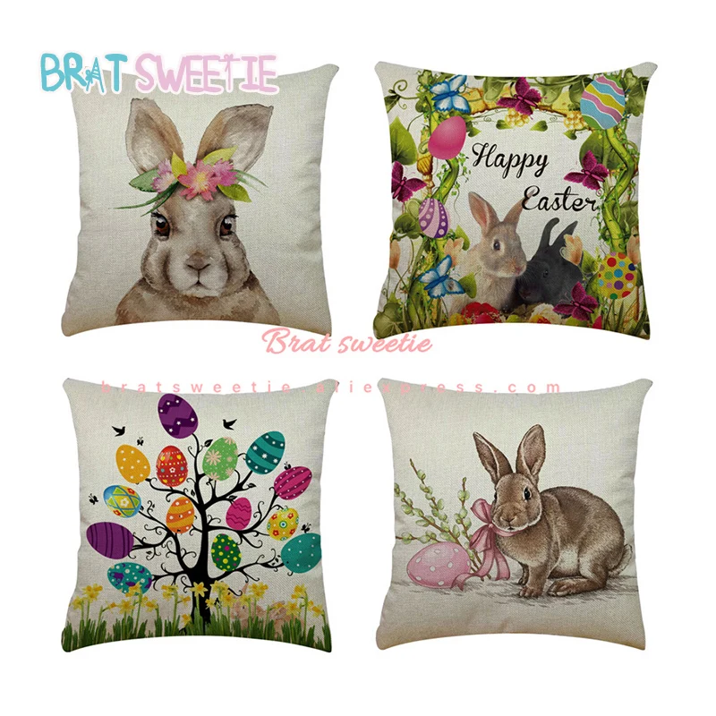 45x45 см пасхальное Чехлы Happy вечерние пасхальные украшения Пасхальный кролик