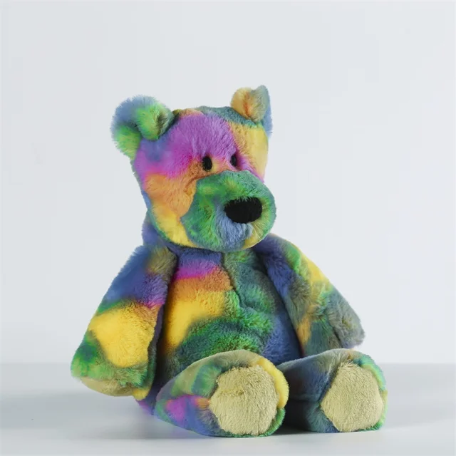 38cm Super Cute Colorful Teddy Bear Stuffed Plush Toy Colorful Bunny for Girls Gift Soft Rabbit Dolls for Valentine