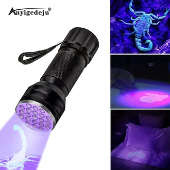 

ANYIGEDEJU UV Flashlight 21LED UV Light 395-400nm LED UV Flashlights linterna 3* AAA Battery torch Ultraviolet Black Light lamp