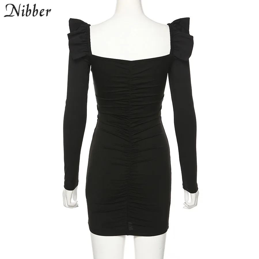 Nibber черное сексуальное облегающее мини-платье с открытыми плечами осенние элегантные Клубные вечерние короткие платья с длинным рукавом