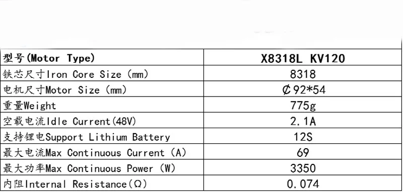 X8318L KV120 сельскохозяйственный бесщеточный двигатель CW CCW черный 12S двигатель для RC многоосевой модели самолета