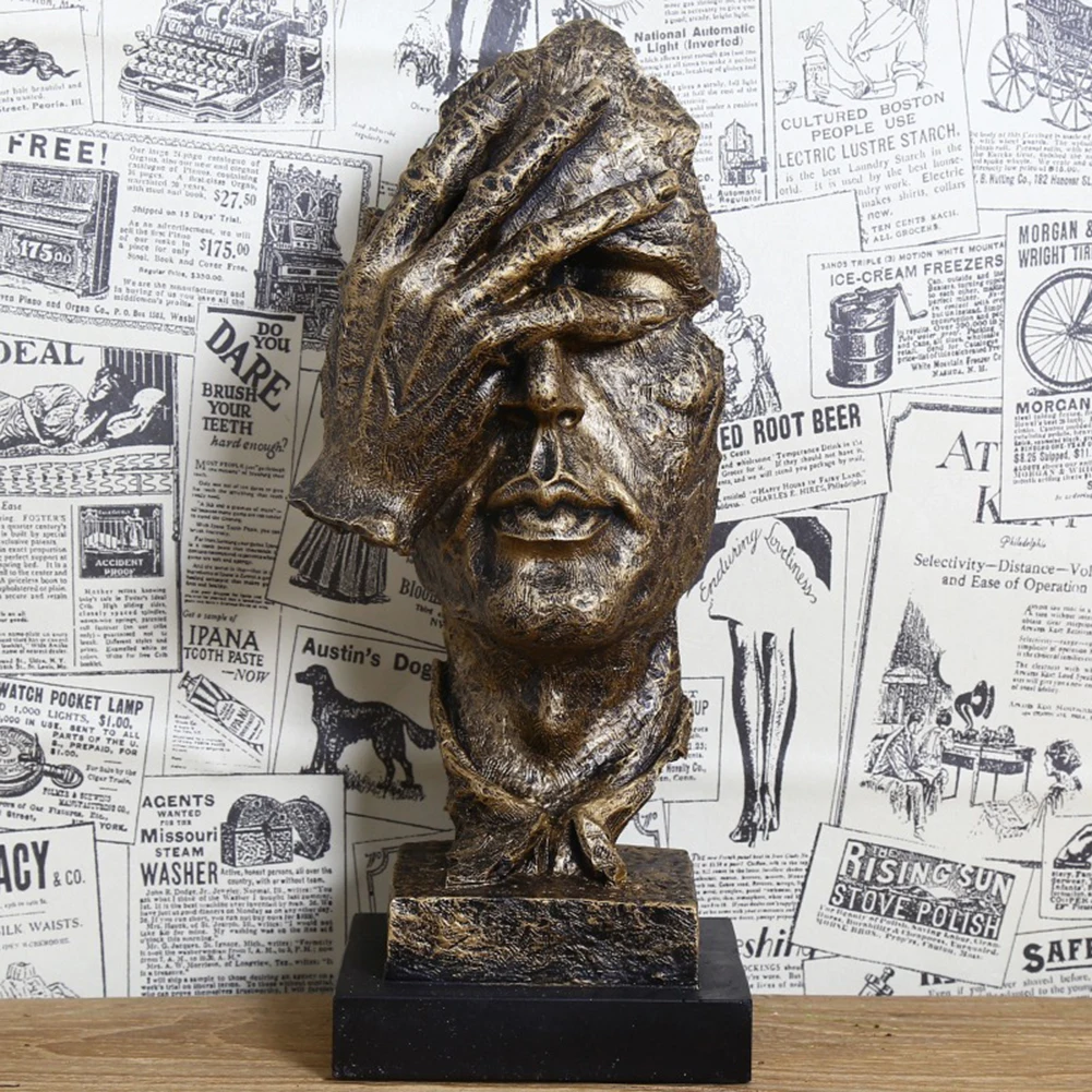 Resin Silence Is Gold Abstract Modern Sculpture Art Sculpture Statues Decoration Craft Figurine Ornament Home Office Decor