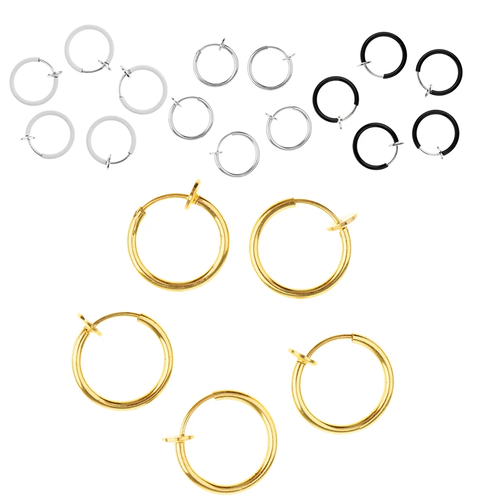5 Pieces Illusion Clip On Nose Ear Septum Lip Eyebrow Ear Versatile Ring No-piercing Body Jewelry Women Mens
