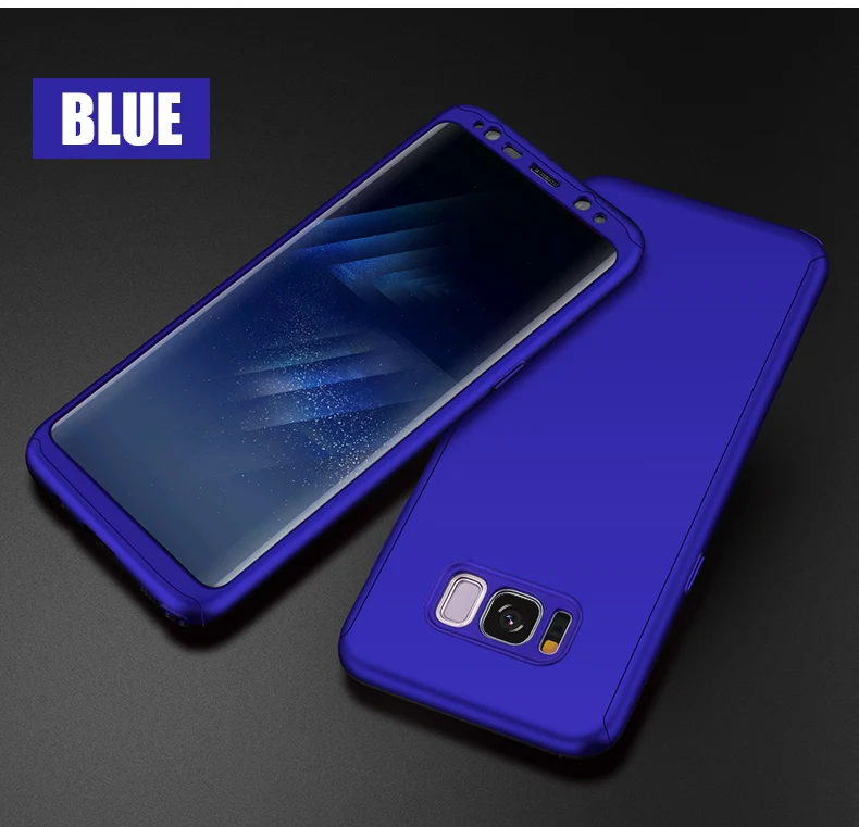 Полное покрытие Экран Пленка чехол для samsung J4 Plus J6 M10 M20 простой ПК 360 чехол для Galaxy J7 J3 Pro J5 J2 Prime - Цвет: Blue
