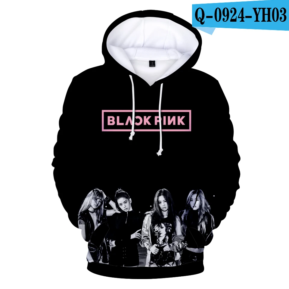 Горячая распродажа корейских идол BlackPink 3D толстовки мужские и женские осенние модные повседневные толстовки в стиле хип-хоп черные розовые толстовки с 3D принтом пальто - Цвет: 3D