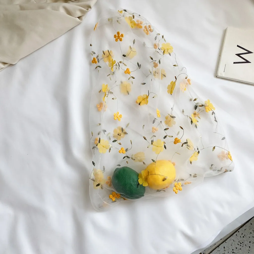 2020 Casual Tote Flower Embroidery Handbags for Women Transparent Mesh Shopper Bag Lady Hand Bags Bolsos Mujer Sac A Main Femme