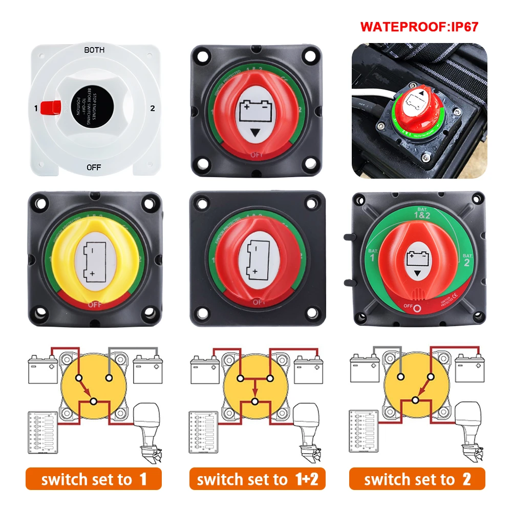 BATTERY SELECTOR SWITCH White Distribution Marine Boat Battery Switch 4