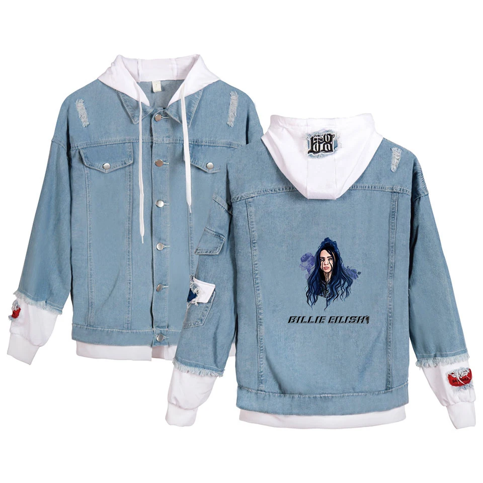 2D billie eilish джинсовая куртка для женщин/мужчин Весна Повседневная крутая горячая Распродажа модная уличная Удобная джинсовый спортивный свитер 4XL