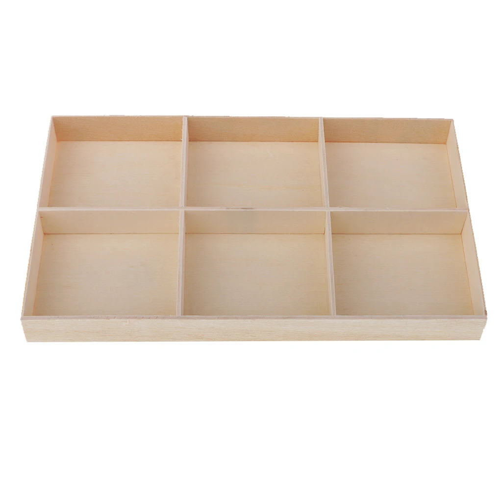 Multi-functional Vintage Wooden Storage Divider Box Drawer Desk Organizer Tray for Crafts, Flowers, Plants, Jewelry (6 Grid)