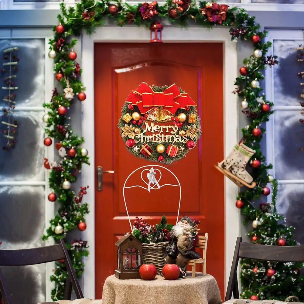 Рождественский венок Рождественская гирлянда с батарейным питанием светодиодный гирлянды рождественские украшения для передней двери окна