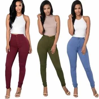 

S-3XL Denim Pant Female Trousers 2019 High Waist Stretch Slim Pencil Pants Women Clothing Pants Sexy Lady Plus Size Skinny Pants