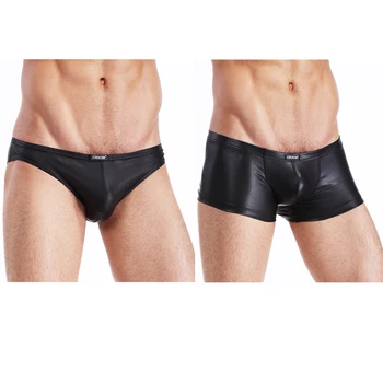 

Mens Underwears Faux Leather Boxer Briefs Underpants Shorts Panties M-XXL