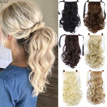 

AILIADE Short Wavy Ponytail Hair Extensions Claw Ponytails Synthetic 70g Black Brown Piano Color Women's Hairpieces