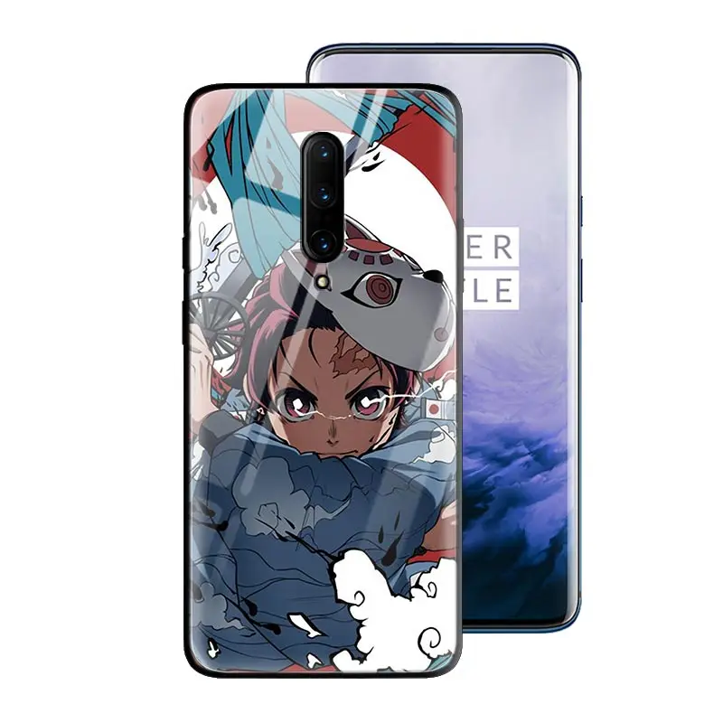 T01 Аниме Demon Slayer Kimetsu no Yaiba закаленное стекло чехол для OnePlus 7 7Pro 7Pro5G 7T 7TPro силиконовый край чехол для телефона, аксессуар - Цвет: T01