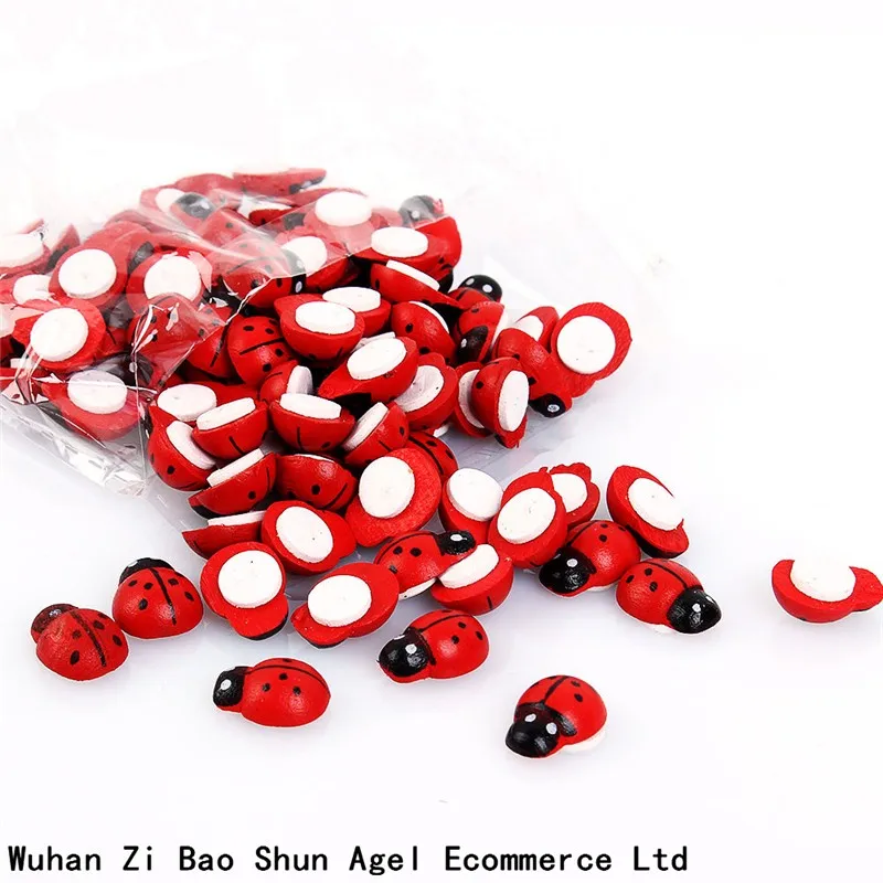 

10/20/50/100 pcs/pack Red Wooden Ladybug Sponge Self-adhesive Stickers Cute Baby Fridge Magnets For Scrapbooking Home Decoration