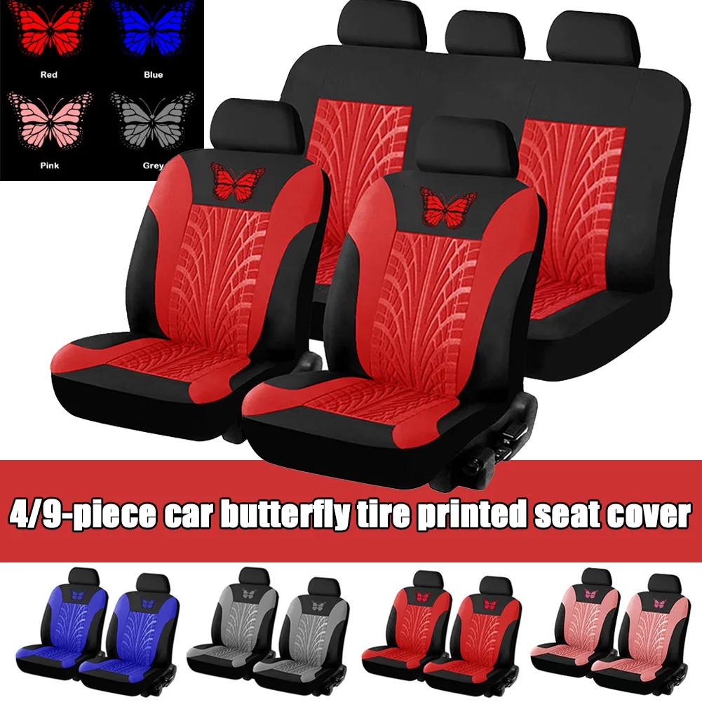 

10pcs Universal Styling Full Set Butterfly 3D Tire Print Auto Interior Accessories Automobile Protector Car Seat Cover