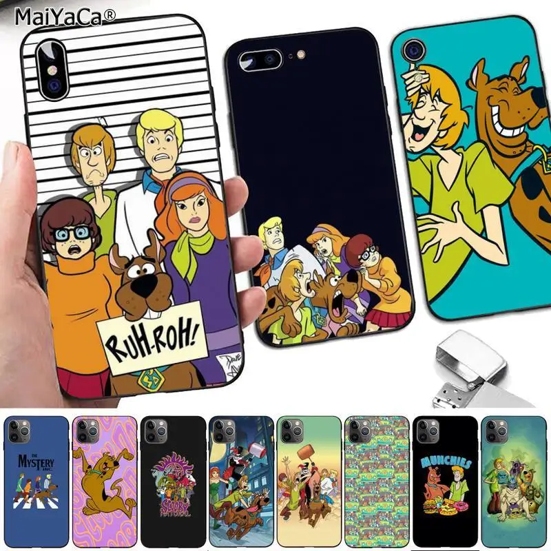 Силиконовый черный чехол для телефона MaiYaCa Scooby Doo iPhone 8 7 6 6S Plus X 5 5S SE 2020 XR 11 pro XS MAX |