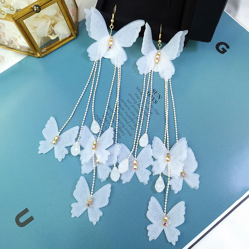 Супер фея Бабочка кисточкой яркие женские сережки длинный абзац индивидуальность очень большие сережки