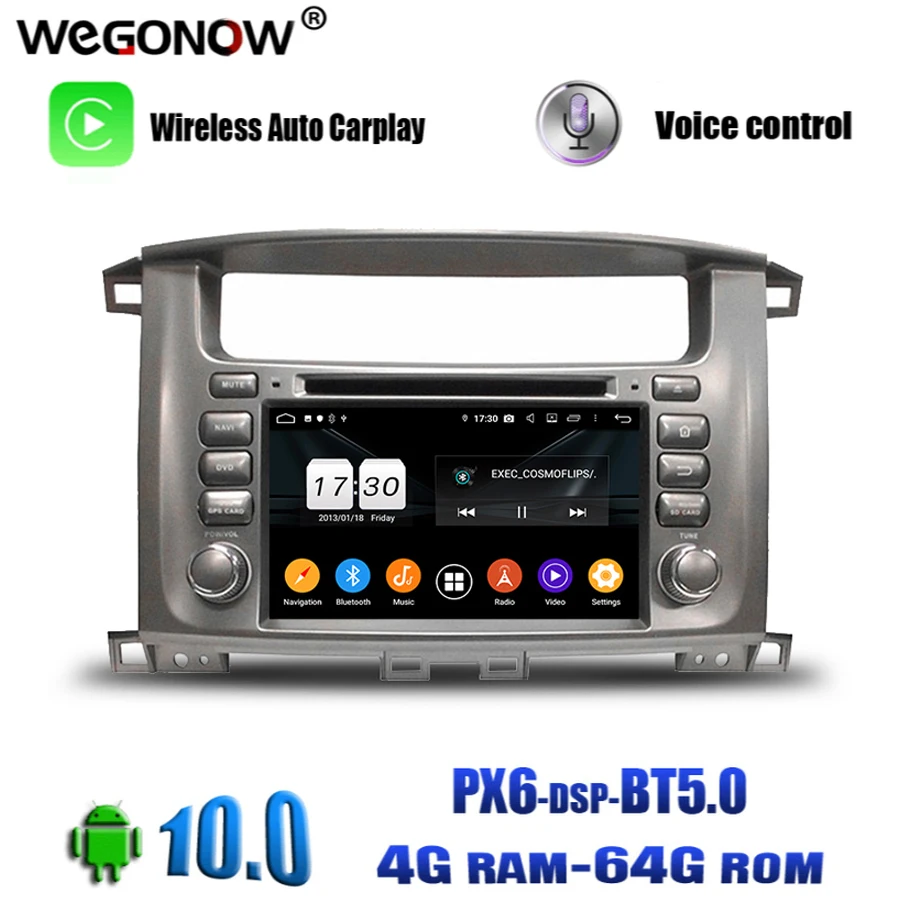 PX6 2 DIN Android 10 0 для Toyota Land Cruiser LC100 4 Гб ОЗУ 64 ПЗУ 8 ядер автомобильный DVD-плеер Wifi Bluetooth