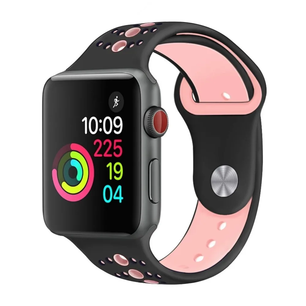 Ремешок для apple watch band 4 5 44 мм 40 мм correa iwatch band 3 2 42 мм 38 мм спортивный силиконовый браслет ремень аксессуары для apple watch